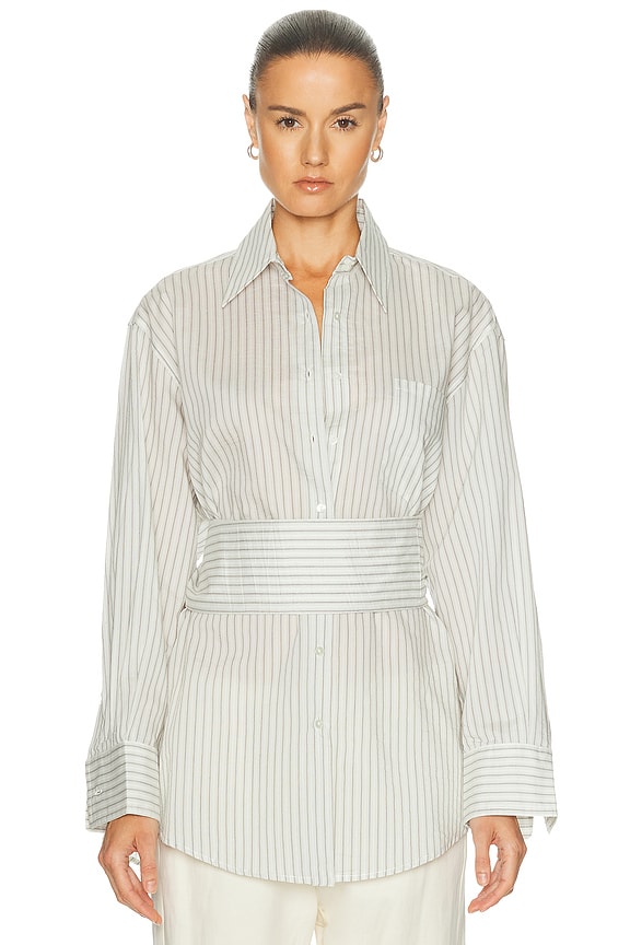 Marine Serre Shadow Stripes Side Laced Shirt in White | FWRD