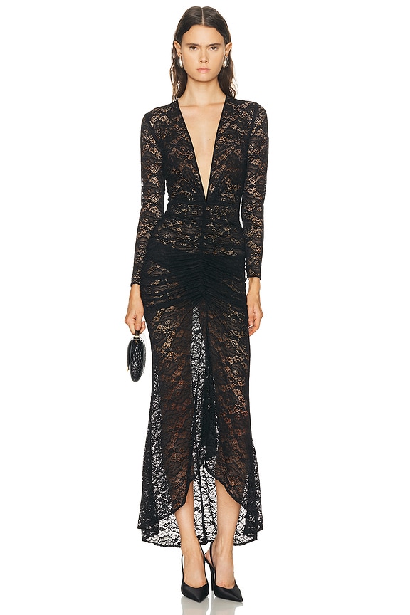 Alessandra Rich Lace Gown With Choker in Black | FWRD