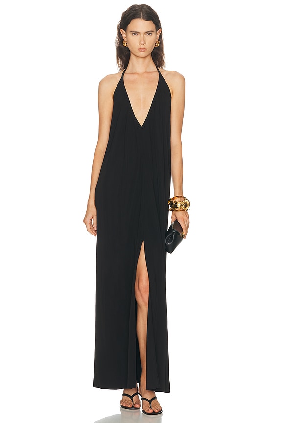 Redemption Pois Long Lace Slit Dress in Black | FWRD