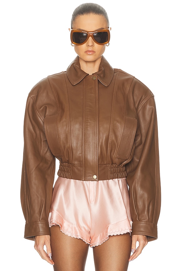 Helsa The Leather Oversized Moto Jacket in Smooth Leather in