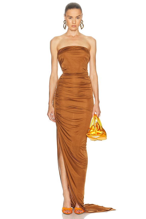 Norma Kamali Strapless Diana Gown in Gold | FWRD Norma Kamali Strapless Diana Gown in Gold | FWRD