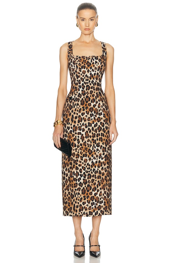Stella McCartney Leopard Mesh Sleevless Dress in Multicolor