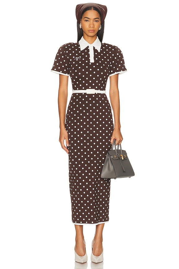 strapless open back dress White & Black Polka Dot Midi Dress - All Dresses