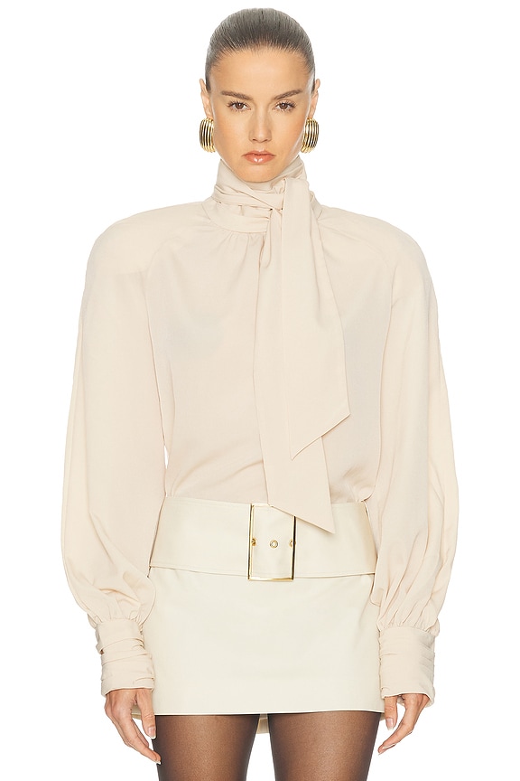 Victoria Beckham Bishop Sleeve Detail Top in Off White | FWRD