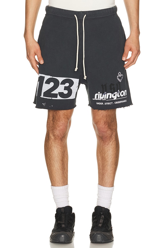 Amiri Bandana B-Ball Shorts in Black & Grey | FWRD