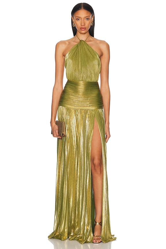 The Sei Asymmetric Halter Gown in Forest | FWRD