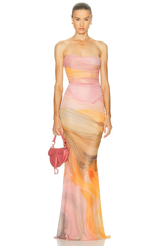 chinese dress ladies Helsa Sheer Deep V Slip Dress