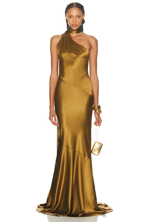 ワンピース caramel ginger dress 8y The Sei One Shoulder Ruffle Gown in Toffee | FWRD