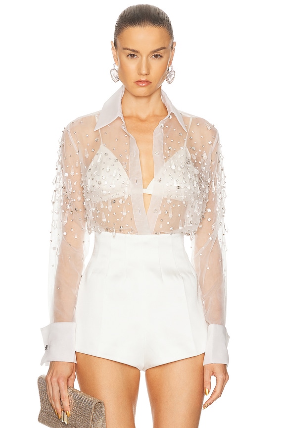 トップス miami.1001 Zimmermann High Tide Pearl Shirt in Ivory | FWRD