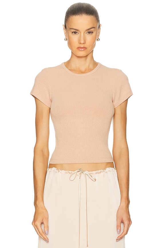 WARDROBE.NYC Cropped Shoulder Pad Top in Khaki | FWRD