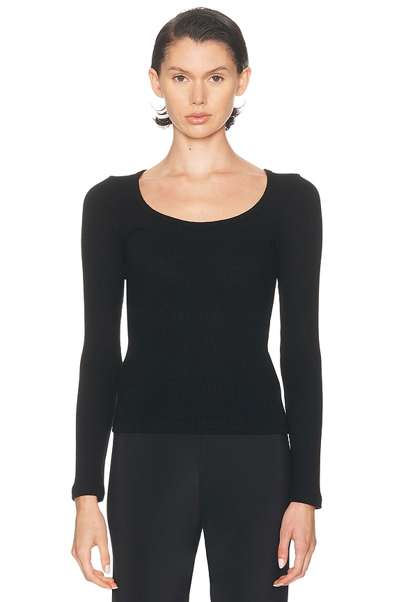 Helmut Lang Open Back Long Sleeve Top in Basalt Black | FWRD