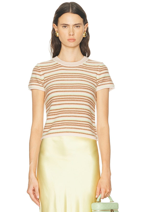 Miu Miu Striped Oversized Button Up Top in Avorio | FWRD