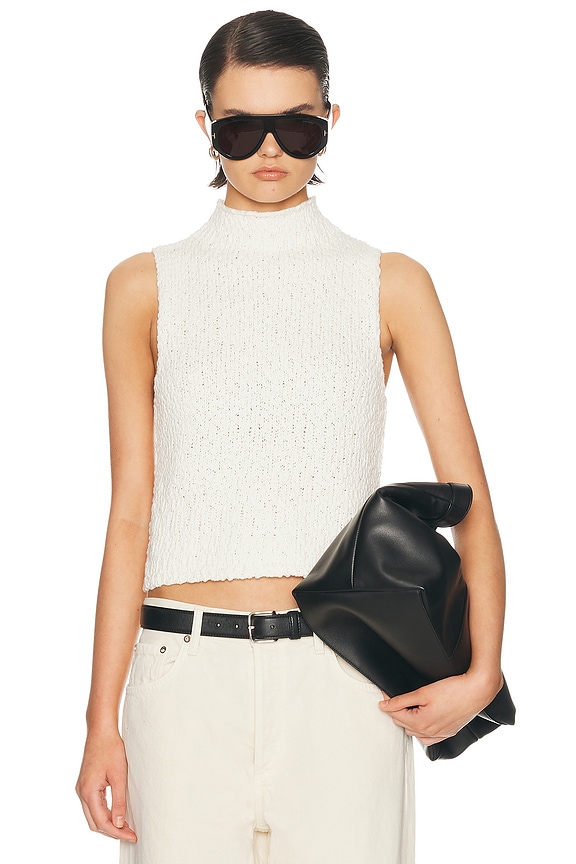 Christopher Esber Crochet Sleeveless Knit Crop Top in Natural | FWRD