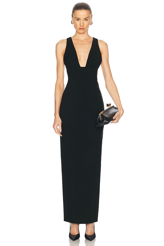 NICHOLAS Event V Neck Viscose-Blend Gown in Black | FWRD