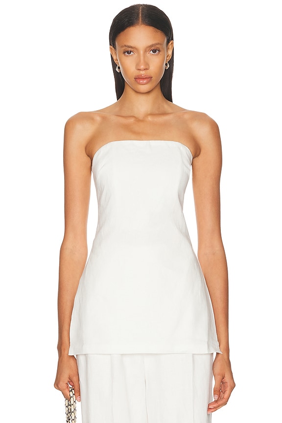 The Sei Wrap Bustier Top in Cream | FWRD