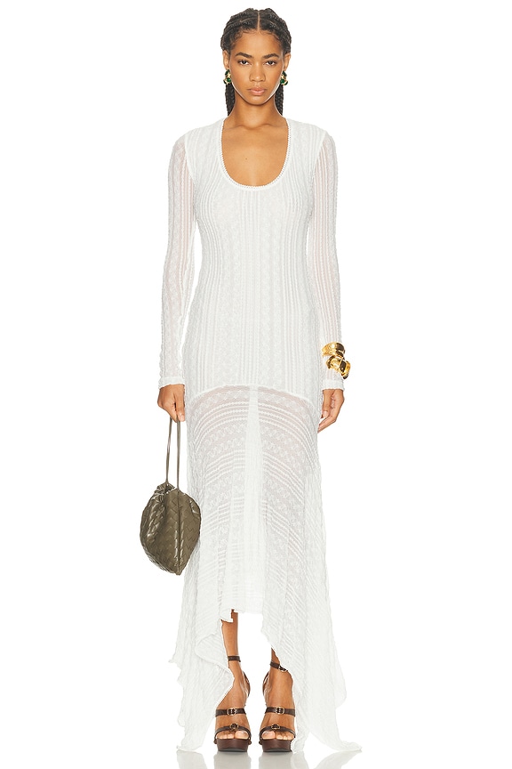 Ganni Melange Knit Dress in Egret | FWRD Ganni Melange Knit Dress in Egret | FWRD