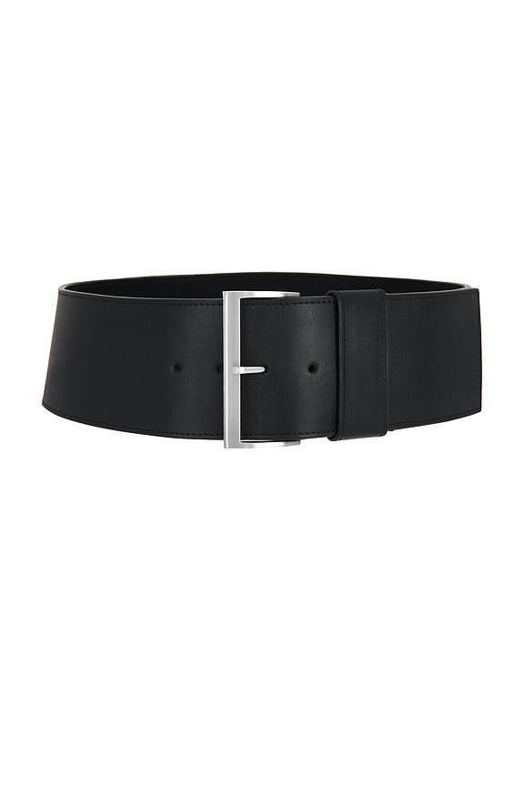 Toteme Swirl Suede Belt in Black | FWRD display picture 1