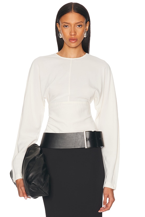 Enza Costa Silk Knit Boat Neck Top in White | FWRD