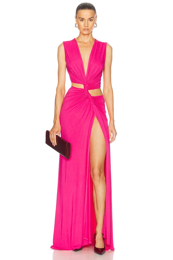 PatBO Rio Print Cut Out Maxi Dress in Black | FWRD