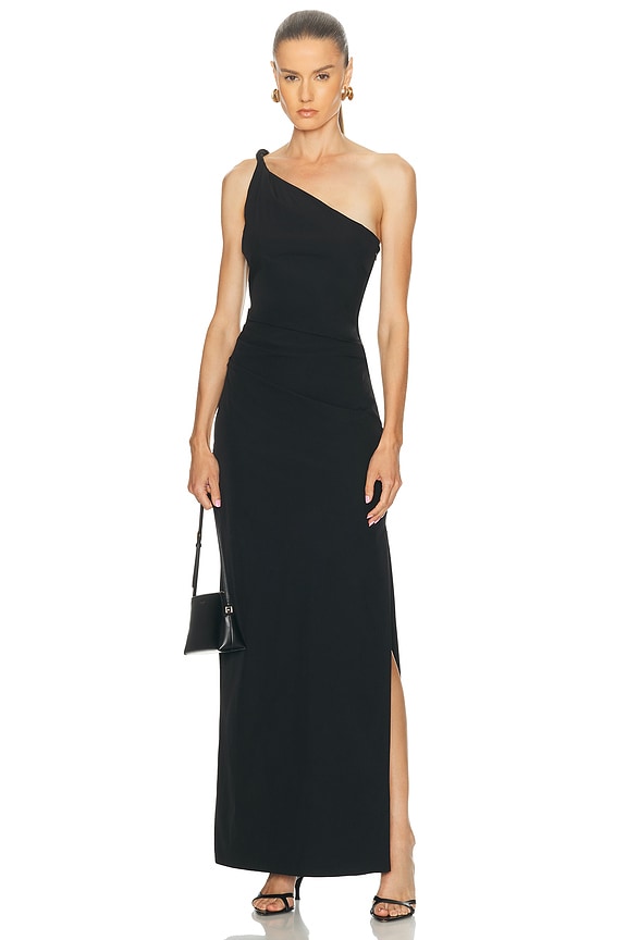 open lace back dress One shoulder gown with tie main image 0
