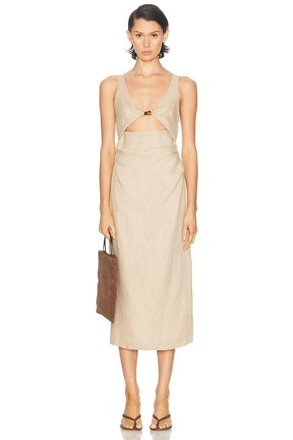 satin cowl neck knee length dress in blush Kristeen Cowl Neck Maxi Dress | Blush Pink | Womens