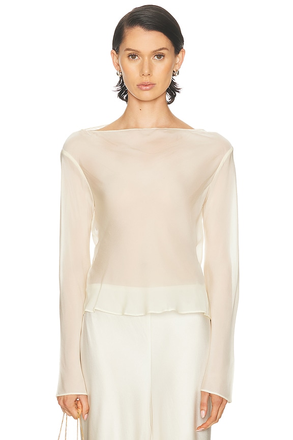 Aje Edith Draped Top in Champagne Cream | FWRD