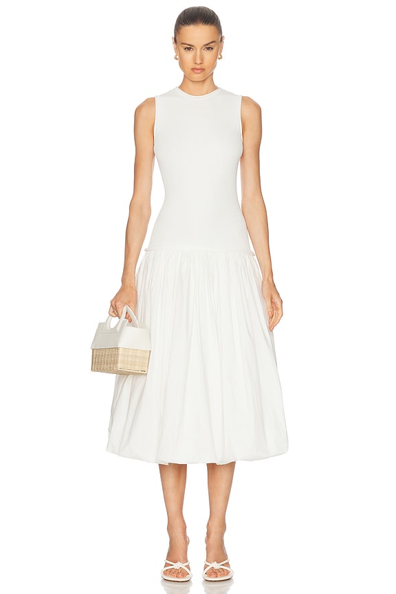 Toteme Sleeveless Cotton Tee Dress in Off White | FWRD