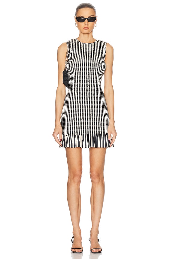 knee length dresses for ladies Crinkled Taffeta Check Frill Mini Dress