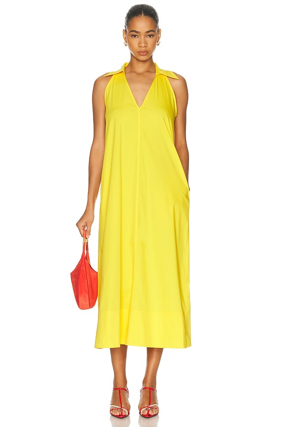 Polo Ralph Lauren Crinkle Chiffon Dress in Sunfish Yellow | FWRD Polo Ralph Lauren Crinkle Chiffon Dress in Sunfish Yellow | FWRD