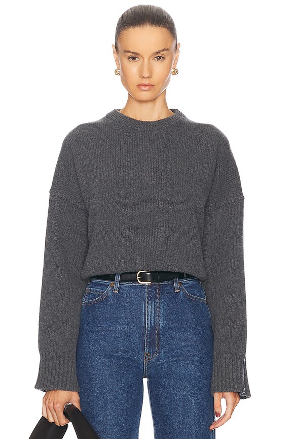 Alexander Wang Chunky Trim Cropped Hoodie in Black Acid Wash