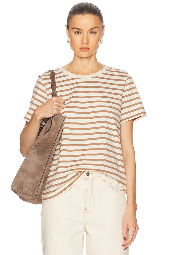Miu Miu Striped Oversized Button Up Top in Avorio | FWRD
