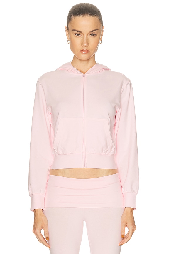 Alexander Wang ピンクフーディー Crystal Hotfix Drawcord Zip-Up