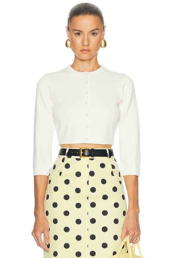 cou cou intimatesホワイト 長袖 ニット Cou Cou Intimates The Cropped Cardi in White | FWRD