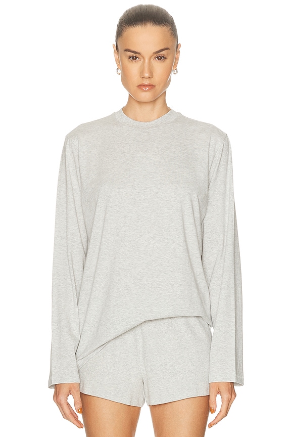 Balenciaga Long Sleeve Oversized T-shirt in Shell & Black | FWRD