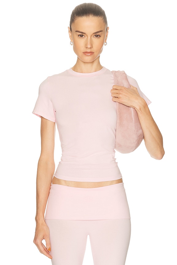 Alexander Wang Fitted Short Sleeve Football Jersey Top in