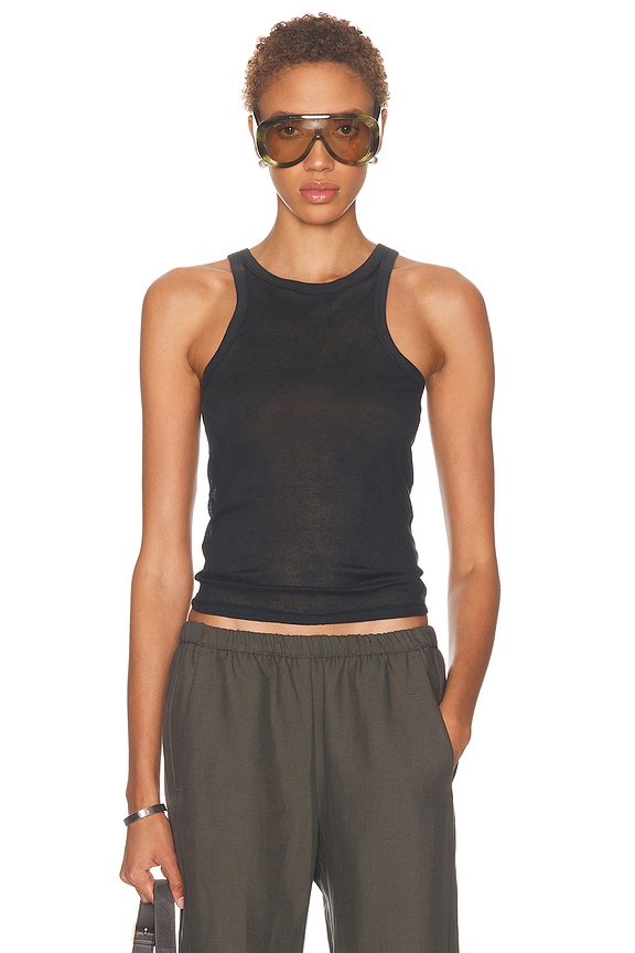 Rick Owens Basic Rib Tank Top in Black | FWRD