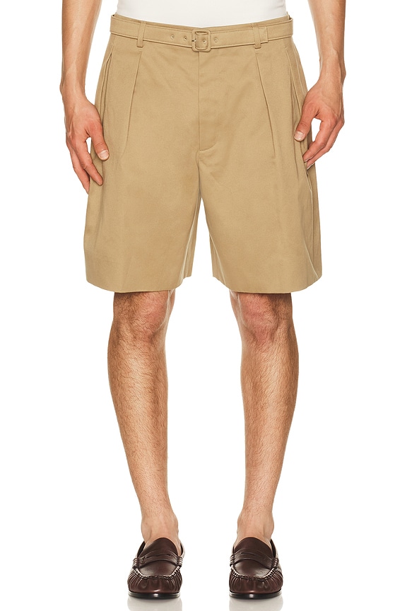 Andersson Bell Faux-Leather Double Knee Shorts in Brown | FWRD