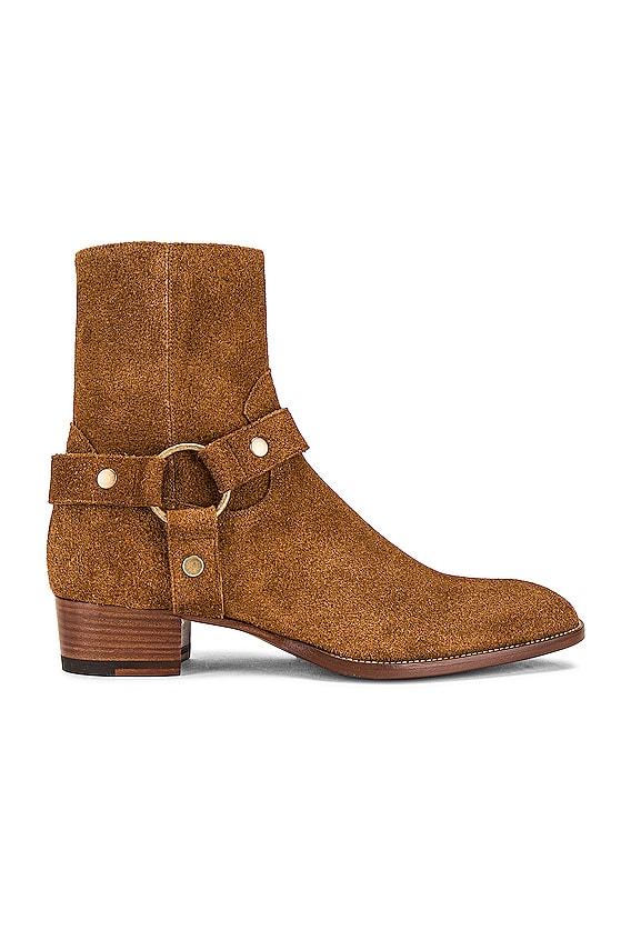 Saint Laurent Wyatt 40 Zip Boot in Land | FWRD Saint Laurent Wyatt 40 Zip Boot in Land | FWRD