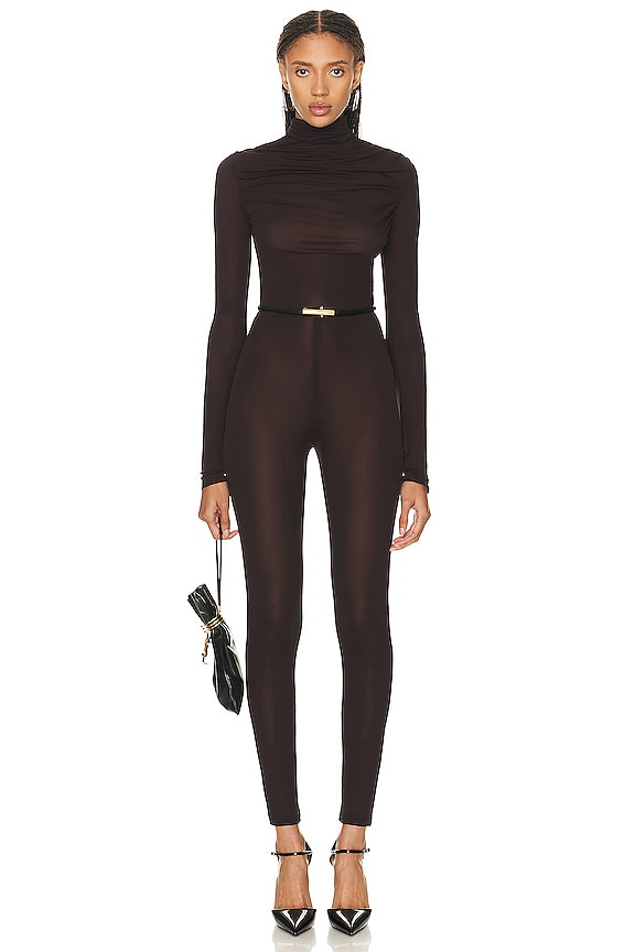 Roberto Cavalli Flared Leg Jacquard Jumpsuit in Giallo Sen