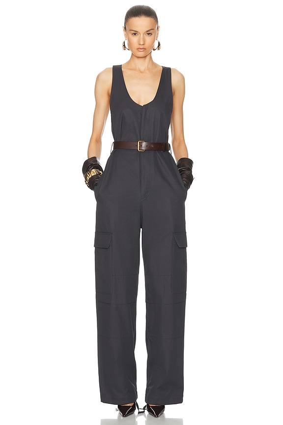 オールインワン・サロペット Saint Laurent SS22 V-NECK JUMPSUIT (700742 Y7E096501) Saint Laurent SS22 V-NECK JUMPSUIT (700742 Y7E096501) (Saint