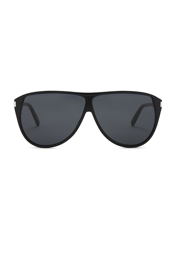 aleaページ ALAÏA Lettering Logo Rectangular Sunglasses in Black & Grey