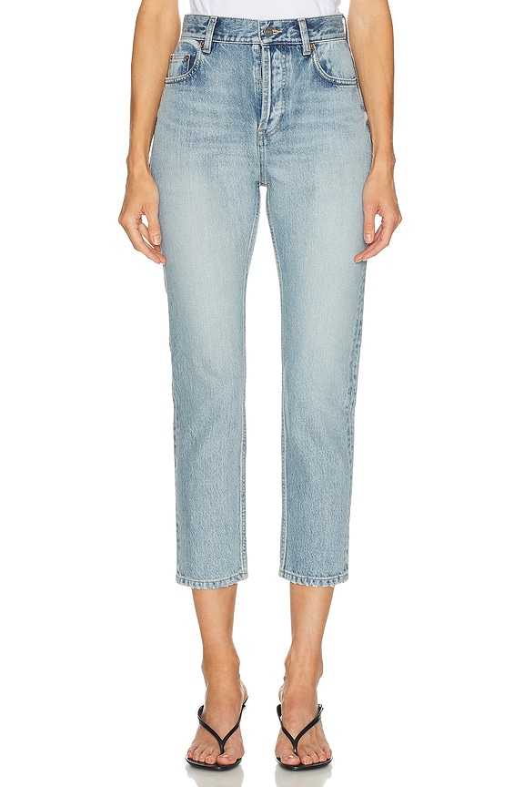 R13 Double Classic Shredded Hem in Leyton Blue Wash | FWRD