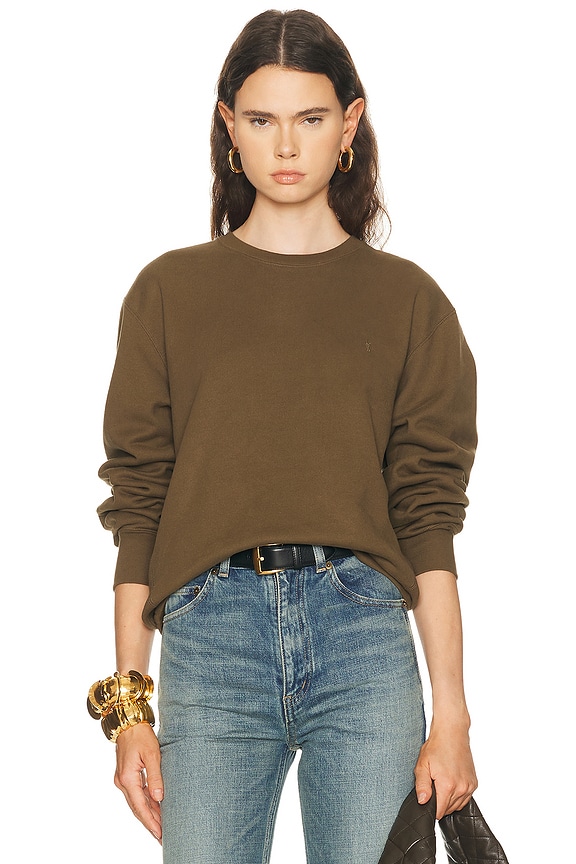 NILI LOTAN Luka Scoop Neck Sweatshirt in Army Green | FWRD