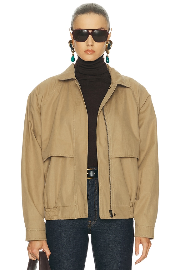 Helsa Tech Gabardine Zip Jacket in Army Green | FWRD