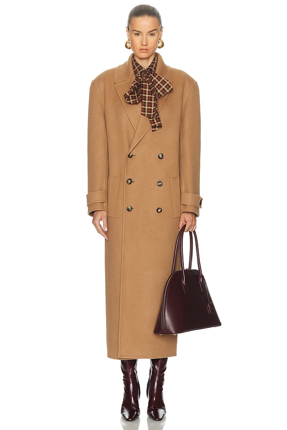 Harris Wharf London Long Maxi Pressed Wool Coat in Caramel | FWRD