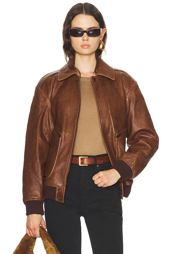 Acne Studios ブラウンレザーライダースジャケット　46 Acne Studios - Shearling biker jacket - Rust brown