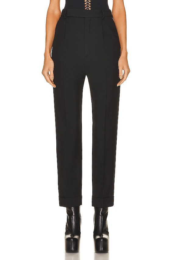 Saint Laurent Striped Tailored Pant in Black & Silver | FWRD