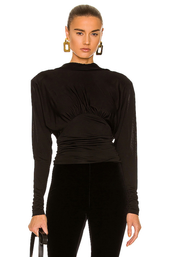 Saint Laurent Long Sleeve Top in Noir | FWRD Saint Laurent Long Sleeve Top in Noir | FWRD