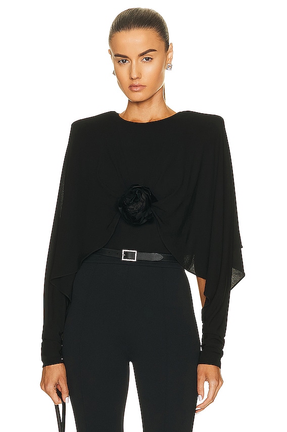 Saint Laurent Long Sleeve Top in Noir | FWRD