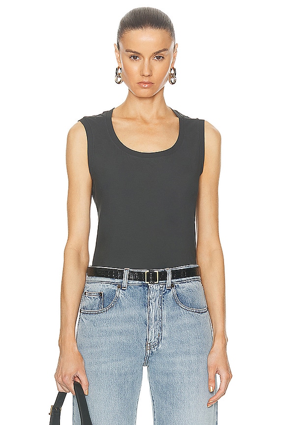 Saint Laurent Jersey Tank Top in Noir | FWRD